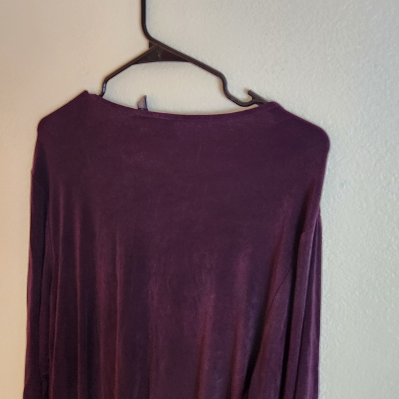 Chico’s Travelers Long Sleeve Purple Slinky Asymmetrical Tunic Acetate Top - Picture 6 of 8